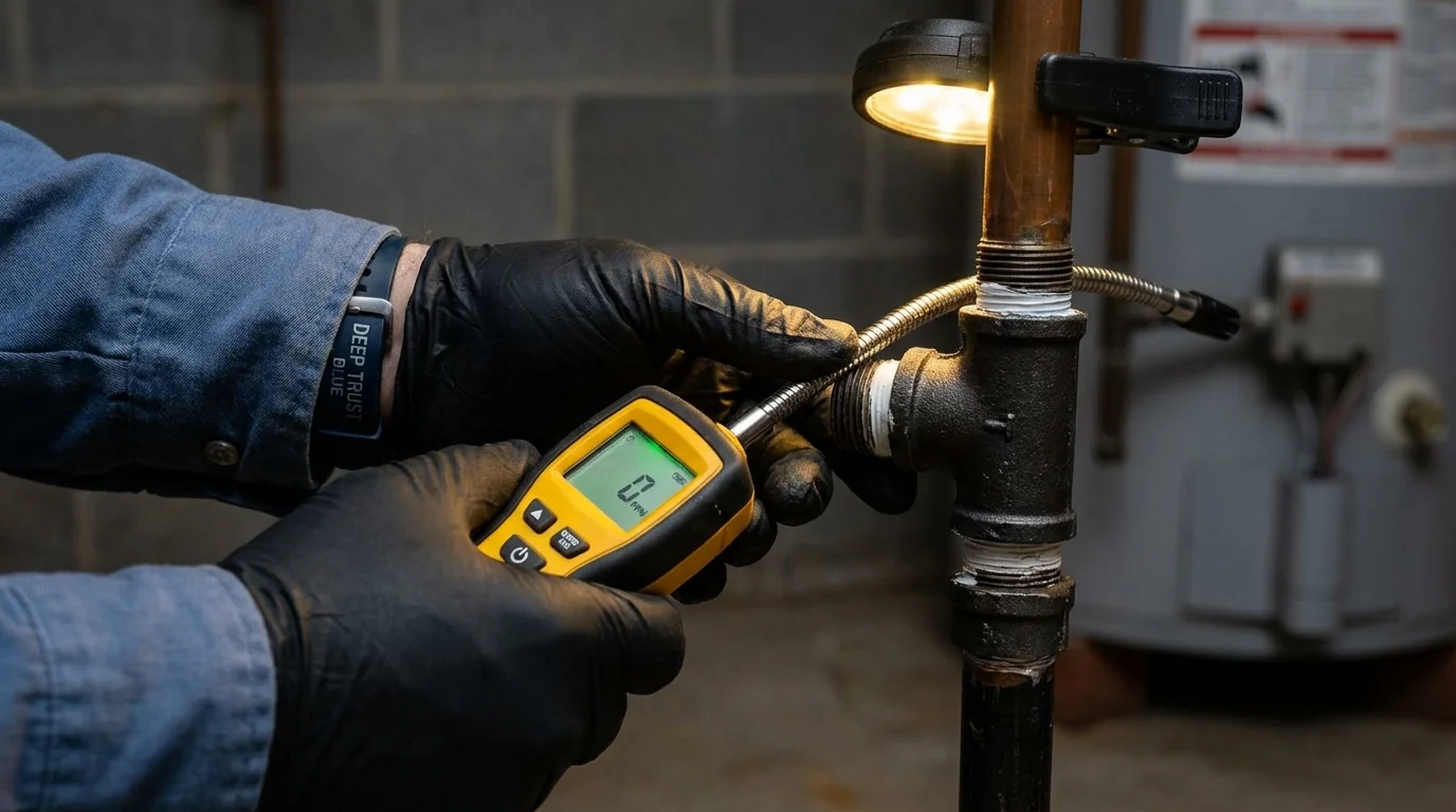 Gas leak detection with electronic sniffer by Johns Plumbing LLC in Enigma