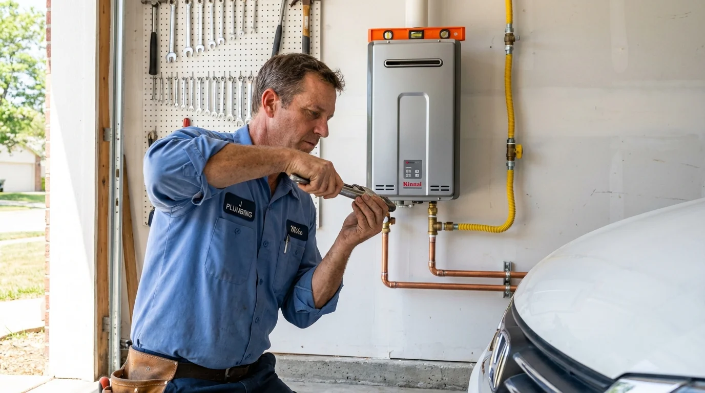 Tankless water heater installation by a Johns Plumbing LLC plumber in Enigma
